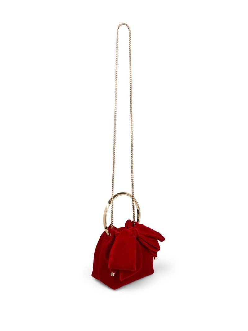 Red Bon Bon Velvet Bucket Bag