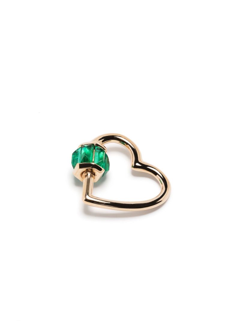 14k Yellow Gold Total Baguette Baby Heartlock Emerald Pendant