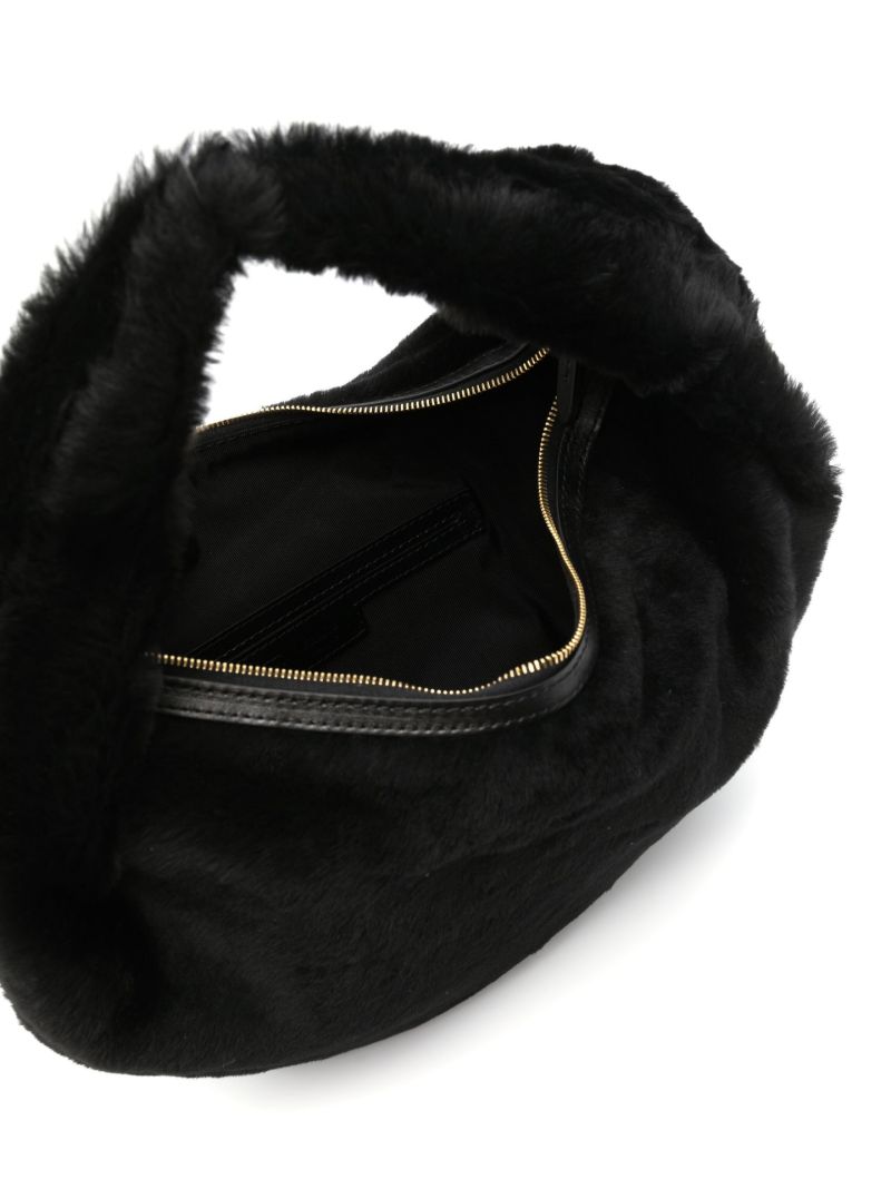 Black Olivia Medium Shearling Shoulder Bag