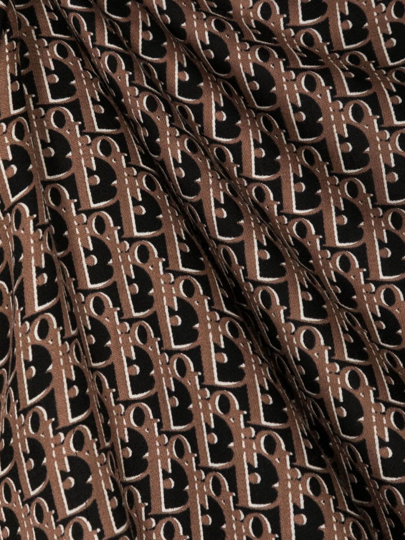 Brown Oblique Pattern Silk Wool Scarf