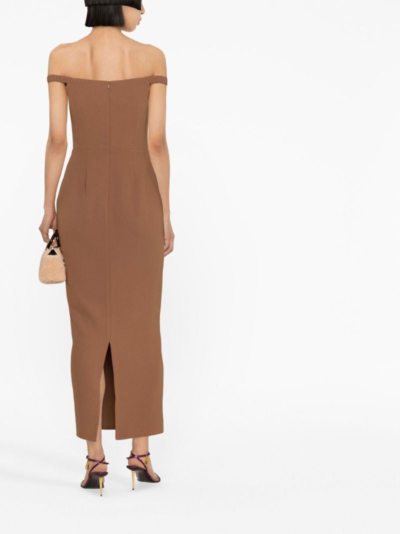 Brown Tierny Off-the-shoulder Midi Dress