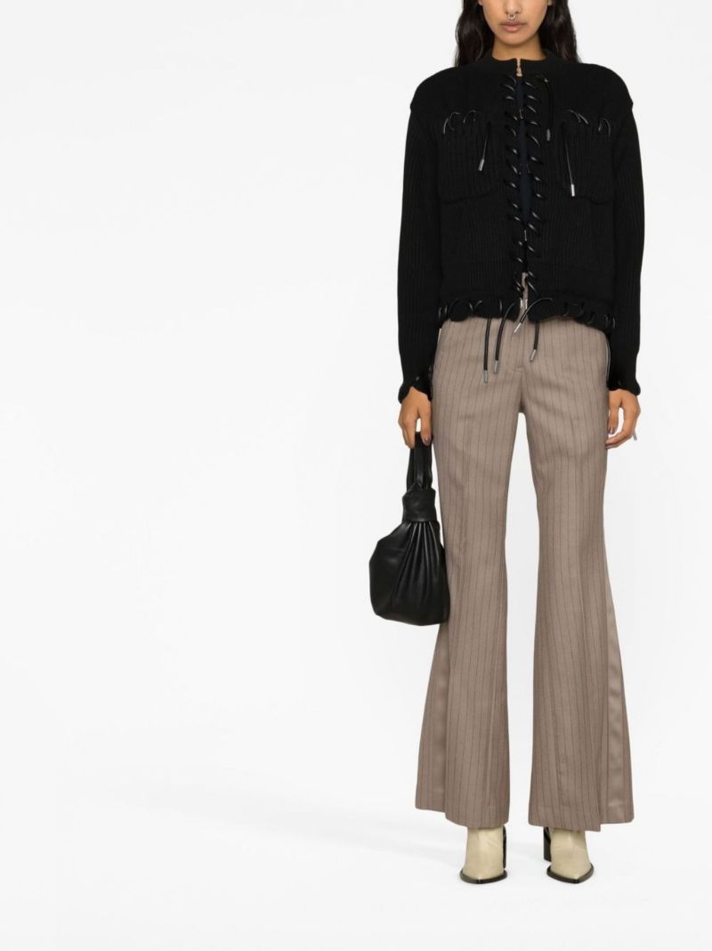 Black Lace-trim Wool Cardigan
