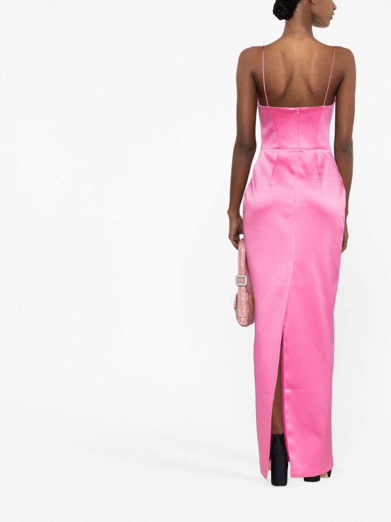 Pink Bustier Satin Maxi Dress