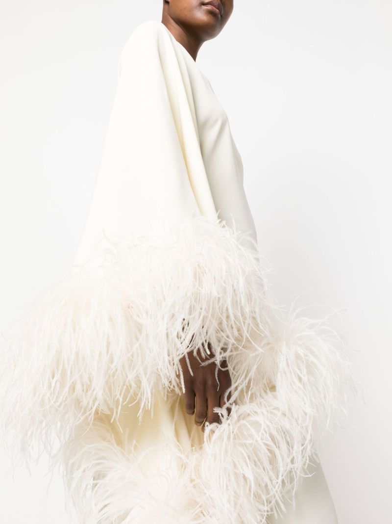 White Ubud Extravaganza Feather-trim Gown