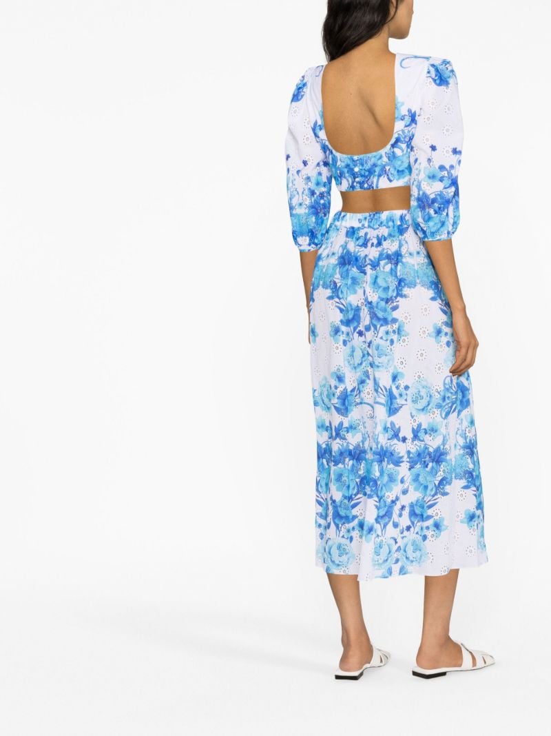 Blue Rhea Floral Print Maxi Skirt