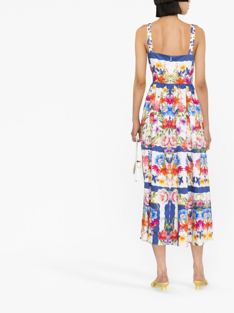 White Ninette Floral Print Midi Dress
