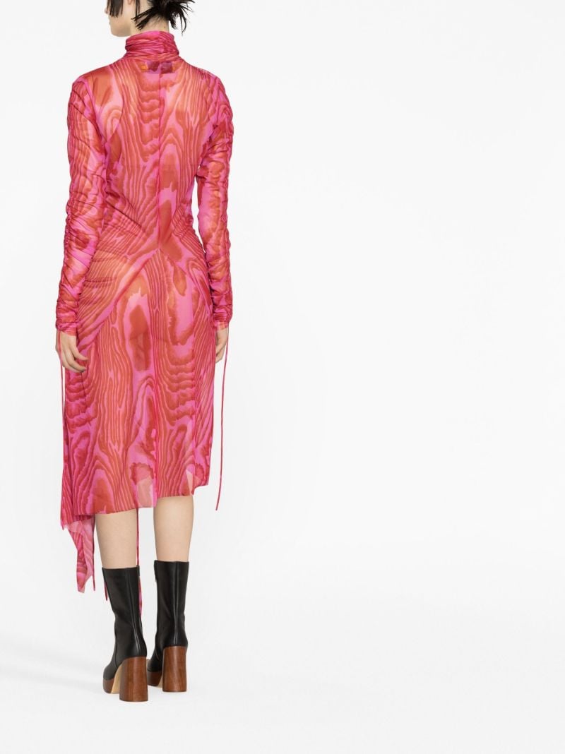 Red Asymmetric Abstract Print Dress