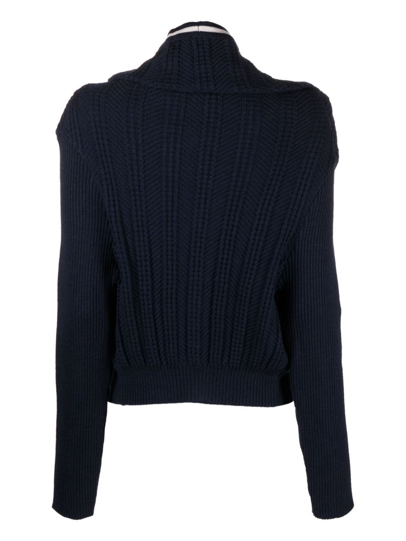 Blue Chain Necklace Wool Cardigan