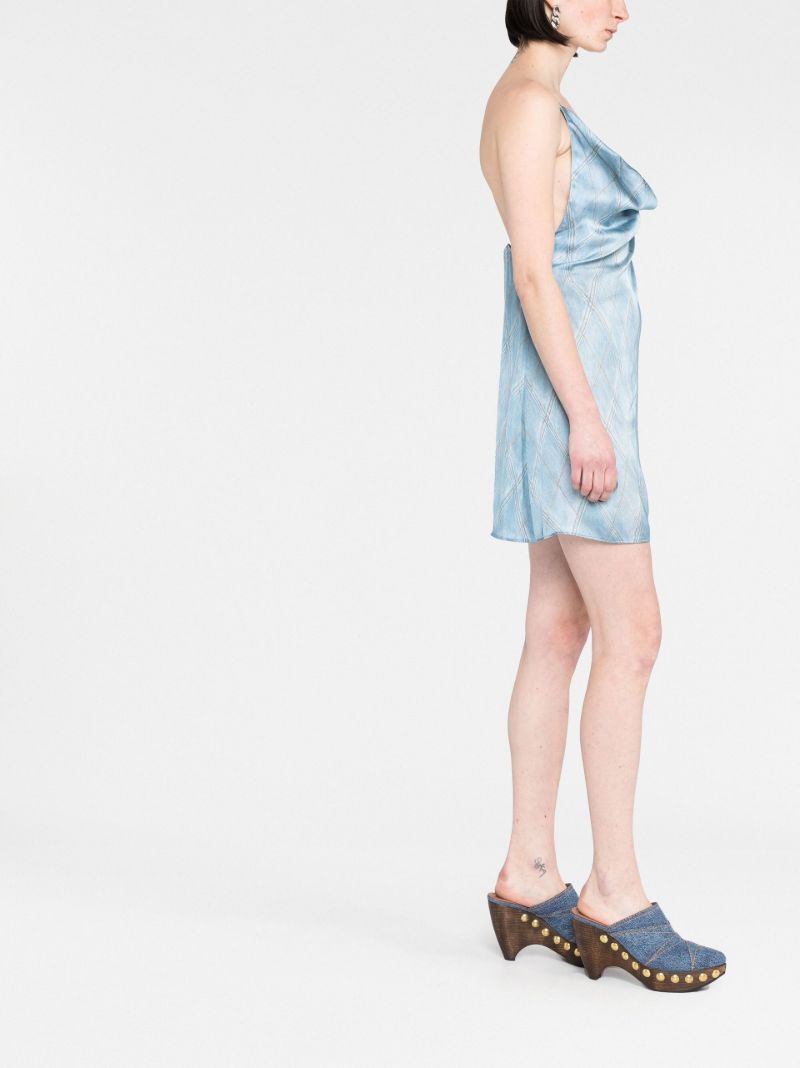 Blue Draped Slip Mini Dress
