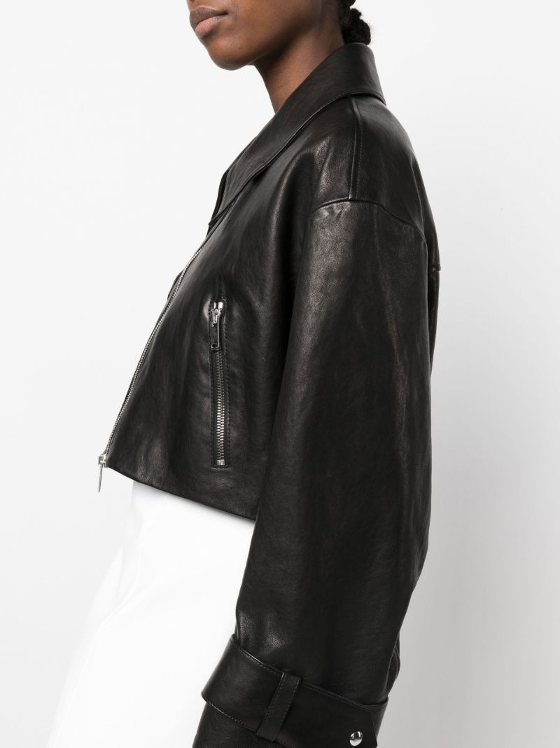 Black Flinn Cropped Leather Jacket