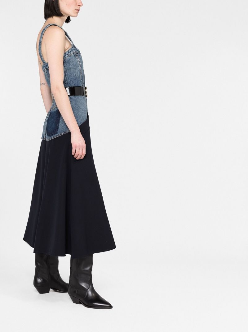 Indigo Blue Panelled Denim Midi Dress
