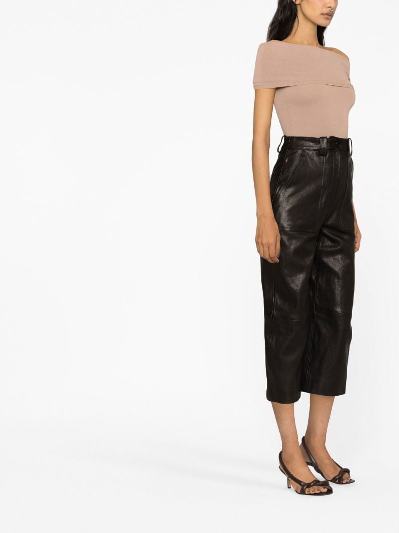 Black the Hewey Cropped Leather Trousers
