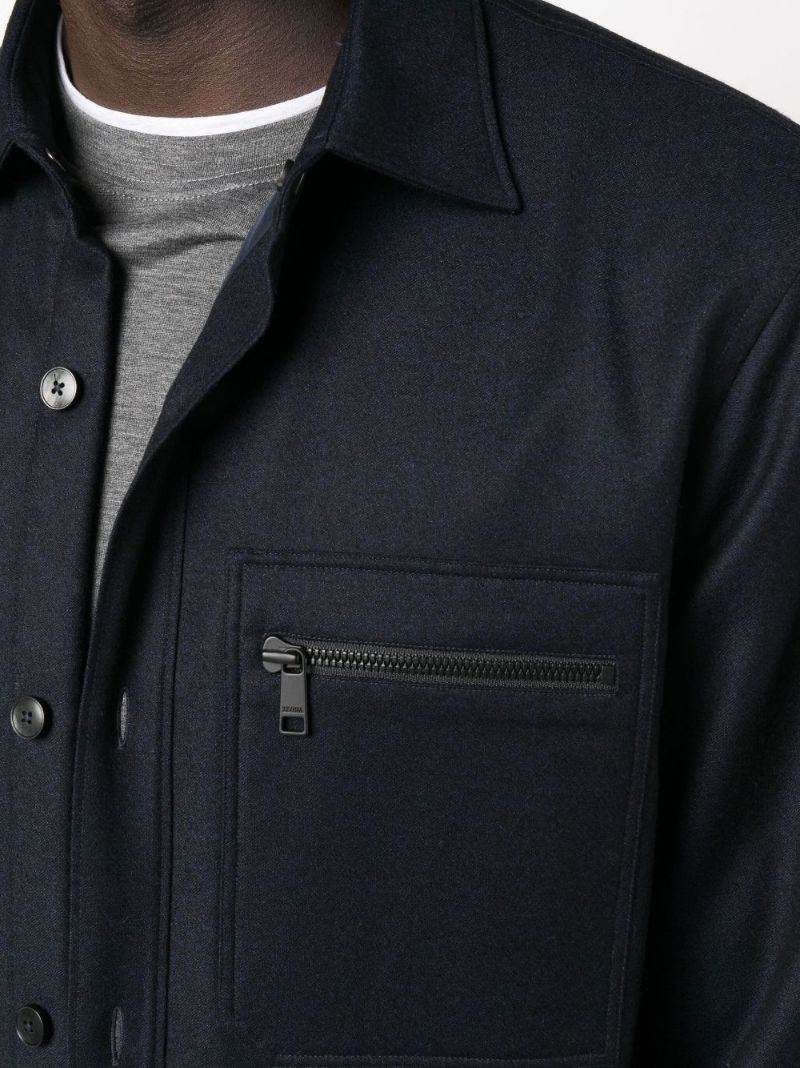 Blue Techmerino Padded Wool Overshirt