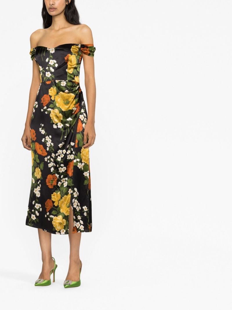 Black Genesis Floral Print Silk Dress