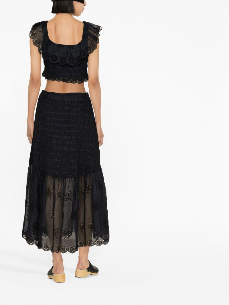 Black Floral Lace Cotton Crop Top
