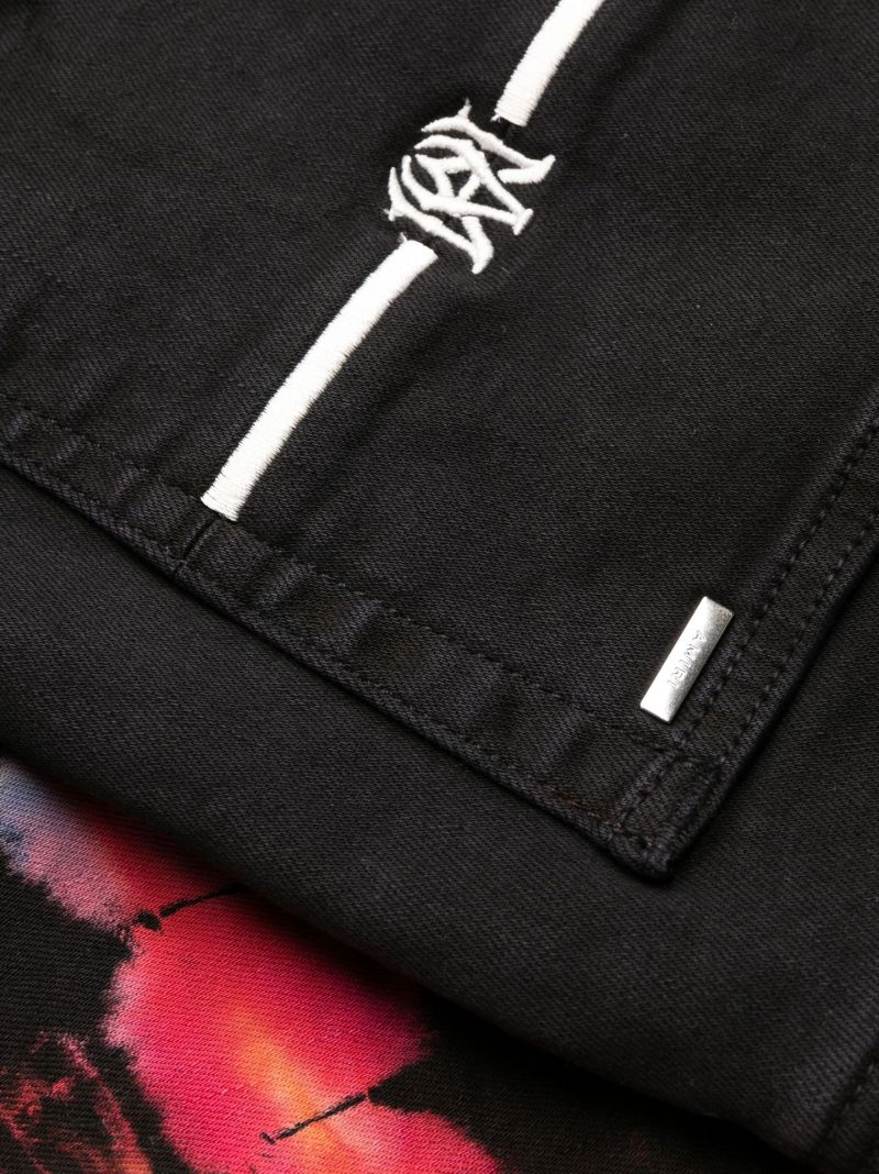Black Tie-dye Print Skinny Jeans