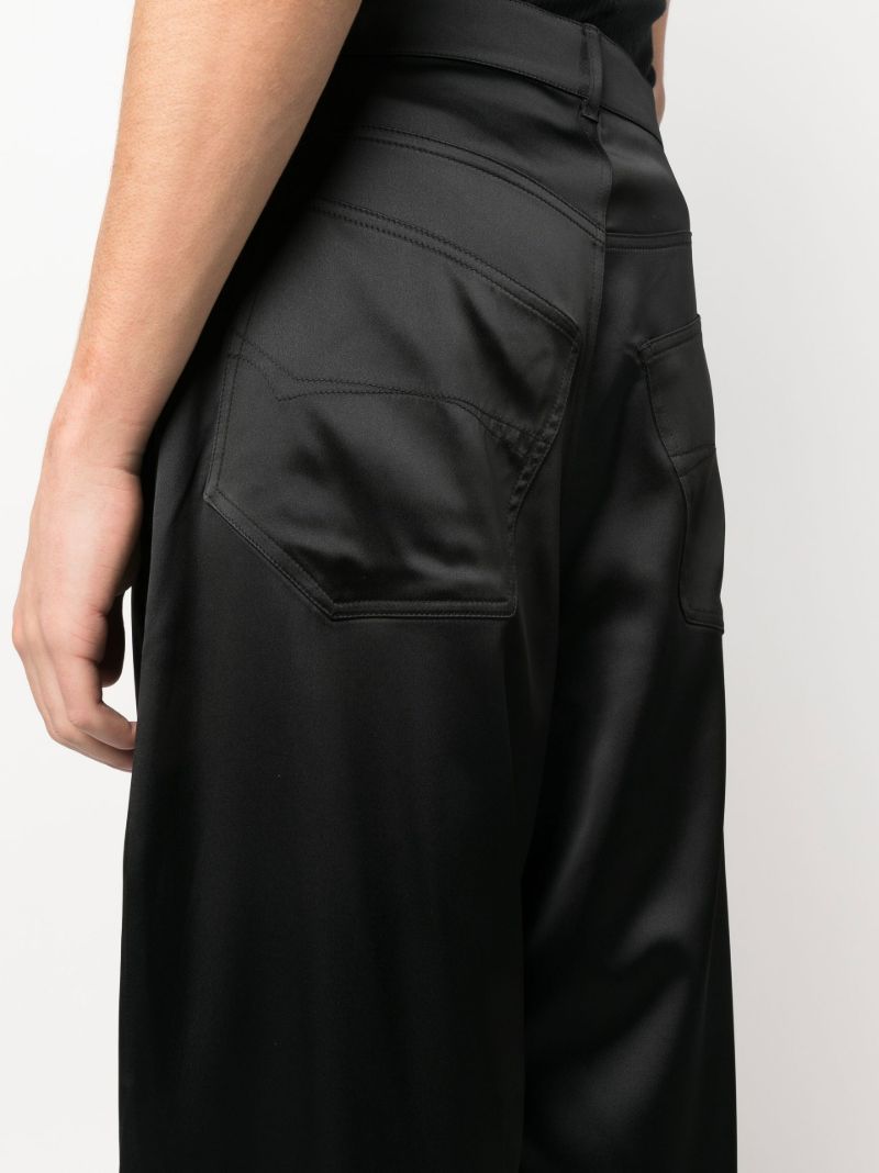 Black Wide Leg Stretch Satin Trousers