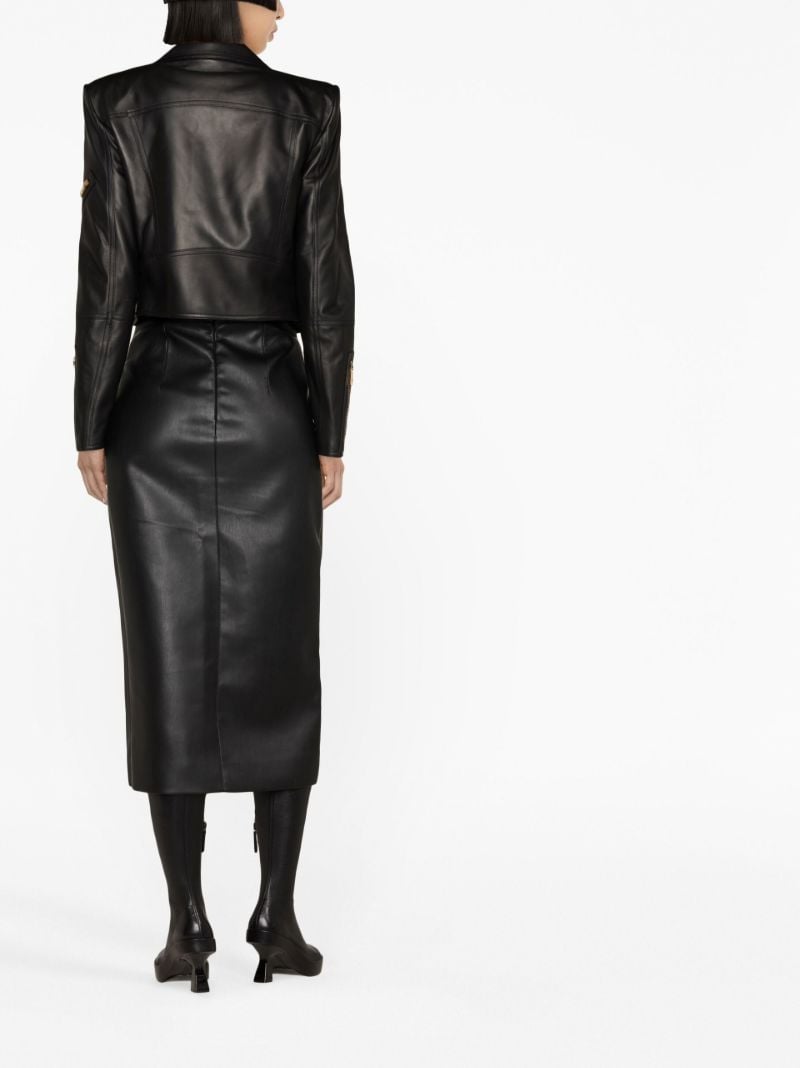 Black Zip-up Leather Biker Jacket
