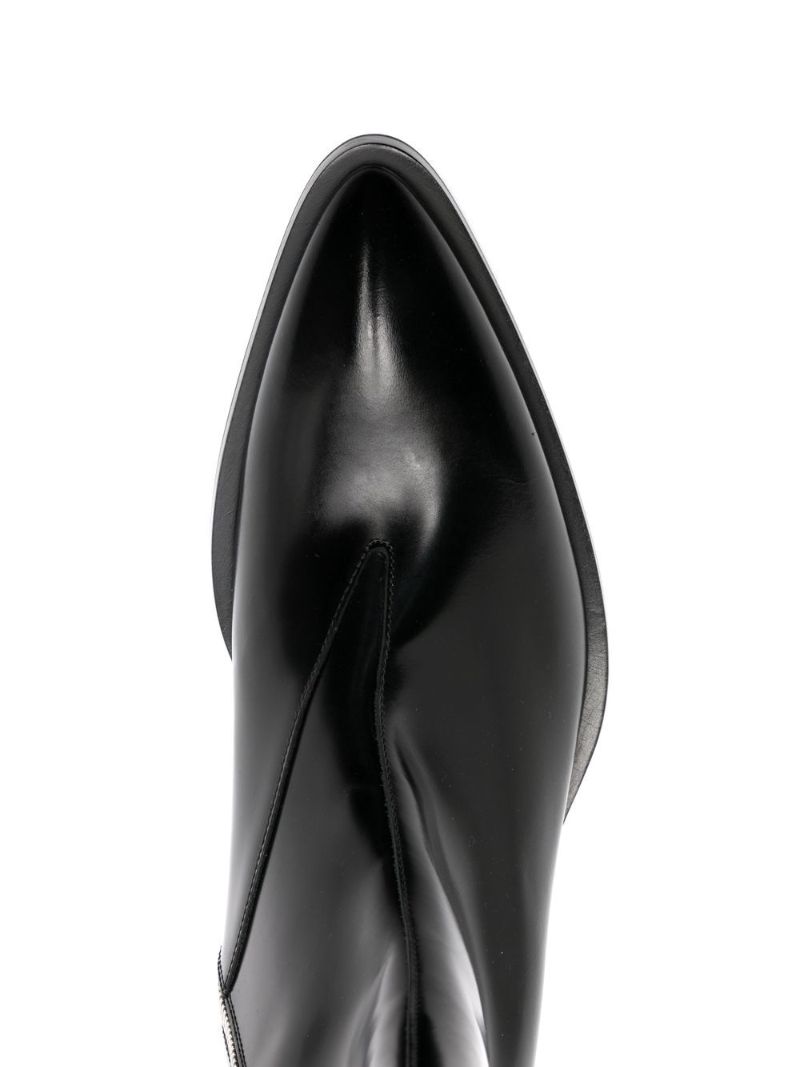 Black Logo Plaque Leather Chelsea Boots