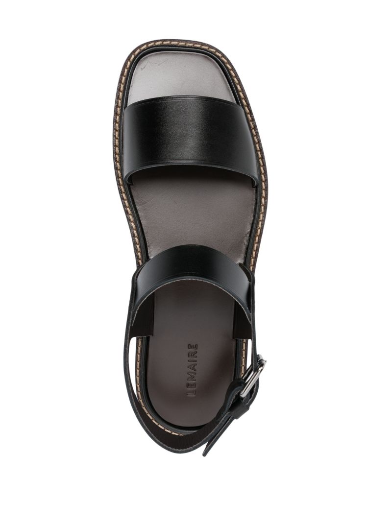 Black Leather Flat Sandals