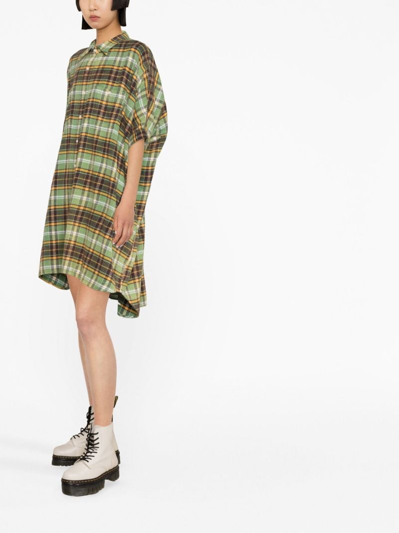 Green Oversized Plaid Shirtdress