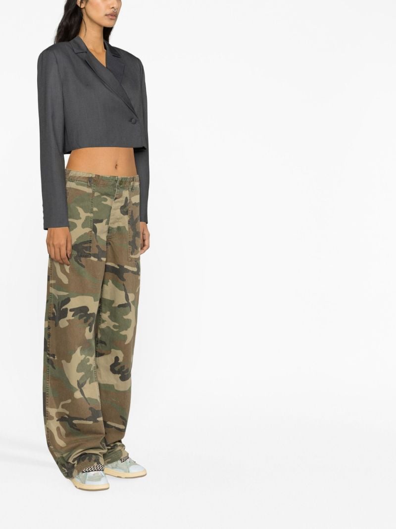 Green Camouflage-print Wide-leg Trousers