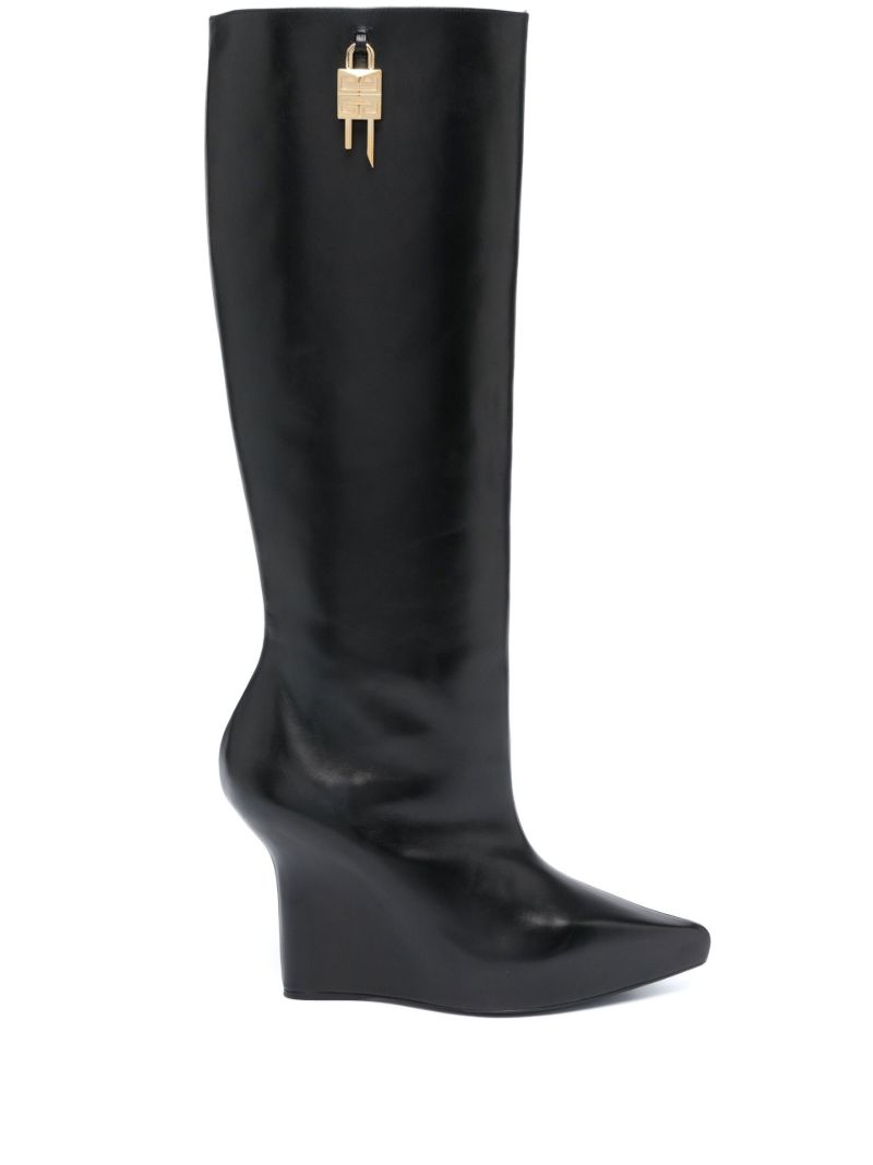 Black G-lock 110 Wedge Knee-high Boots
