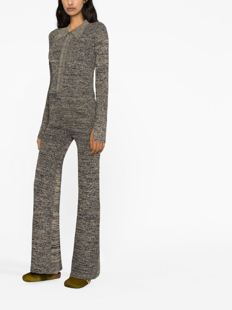 Blue Soleima Ribbed-knit Flared Trousers
