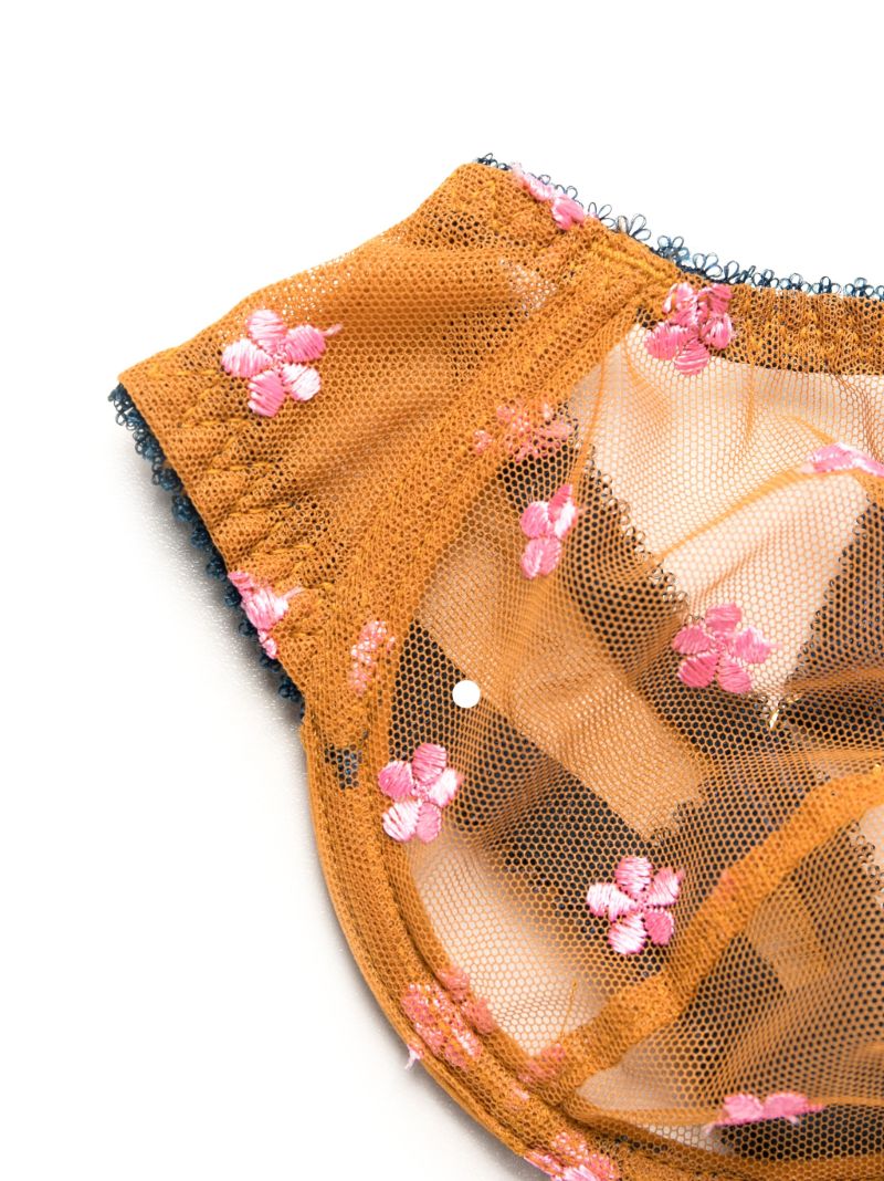 Orange Collette Embroidered Underwired Bra