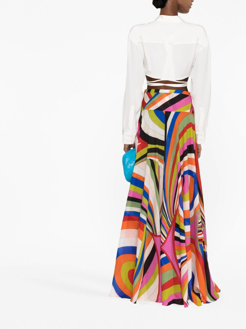 Multicolour Iride Print Silk Skirt