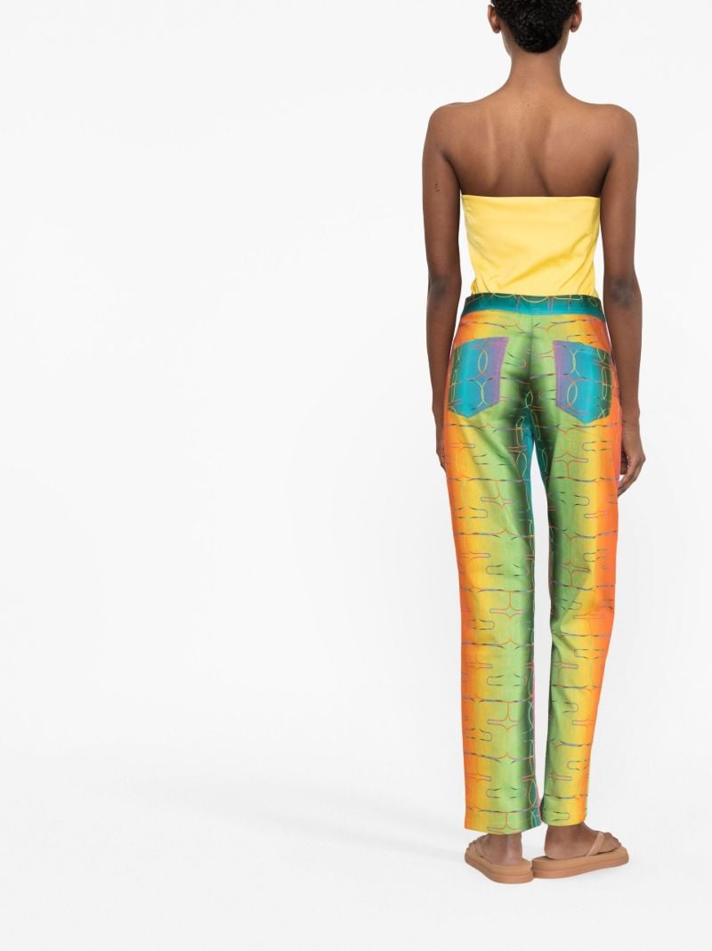 Multicolour Crystal Embellished Straight-leg Trousers