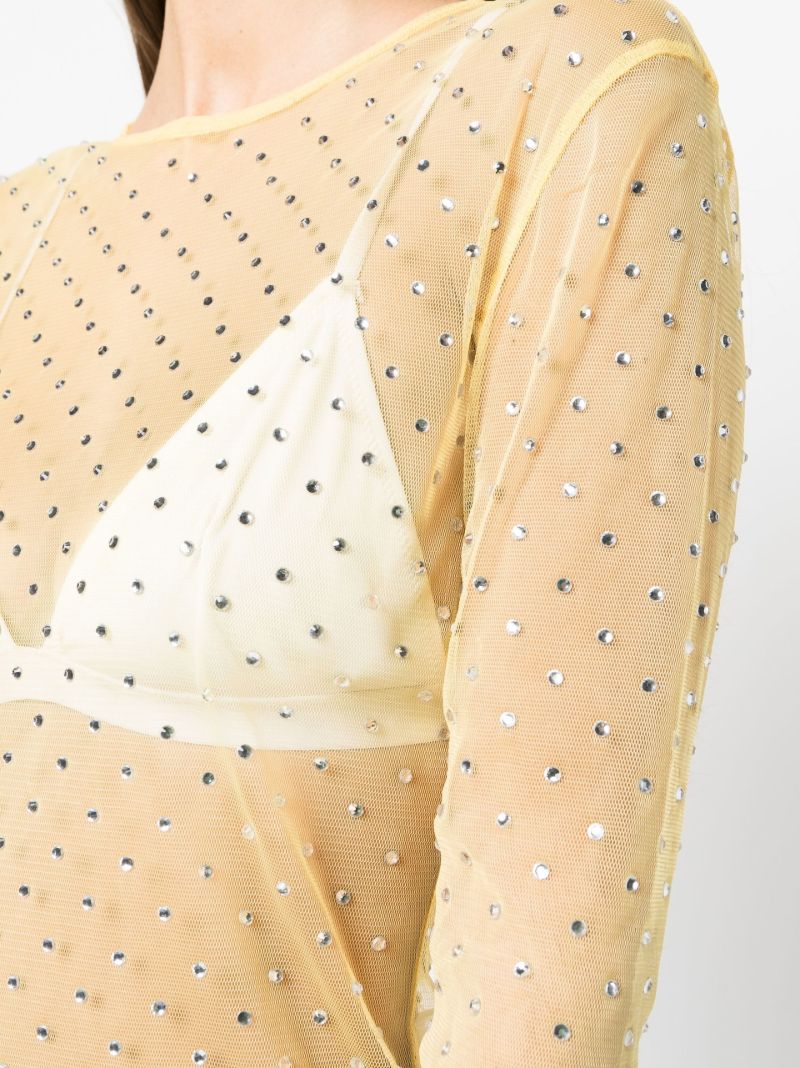 Yellow Desta Crystal Embellished Sheer Top