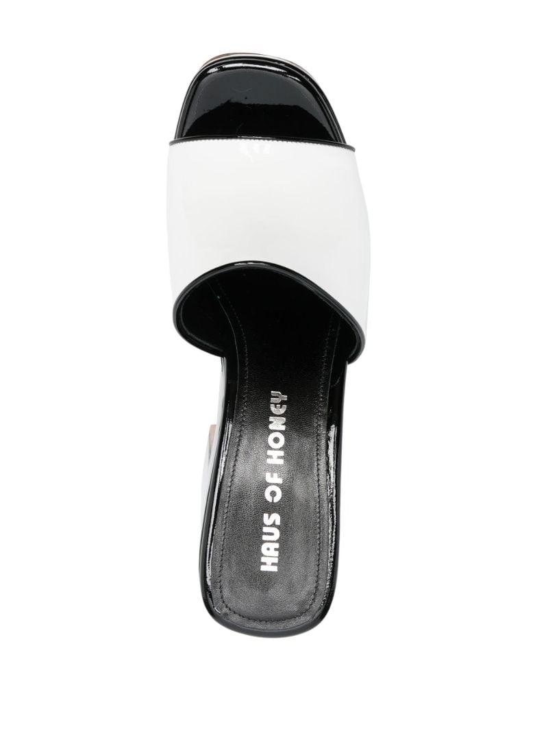 Black and White Laquer Doll 65 Playform Sandals