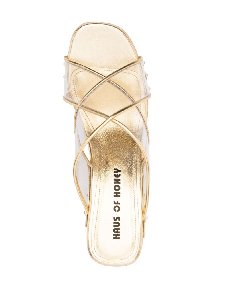 Gold-tone 115 Platform Mules
