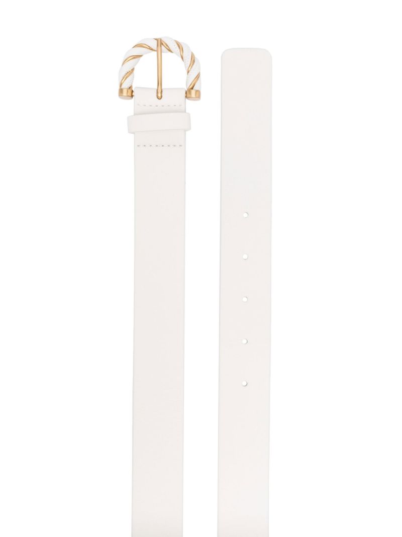 White Twist Buckle Leather Belt