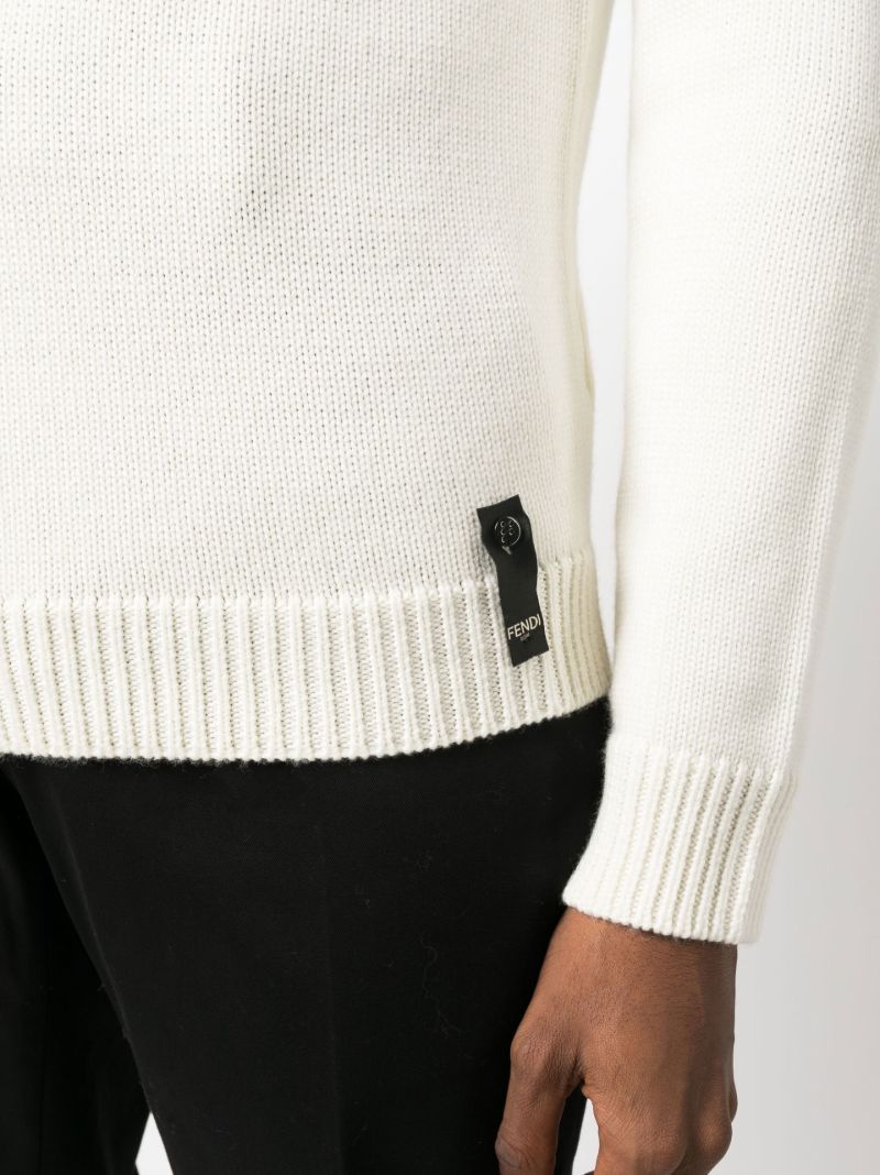 Neutral Ff Embossed Wool Sweater