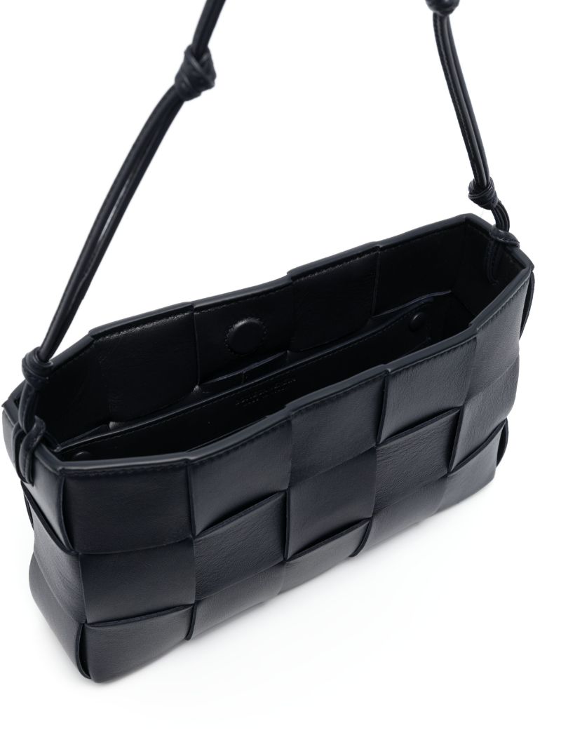 Black Intrecciato Leather Shoulder Bag