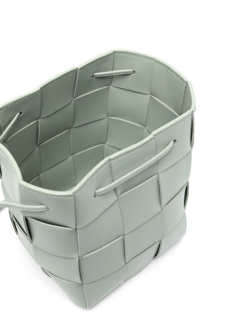 Green Intrecciato Mini Leather Bucket Bag