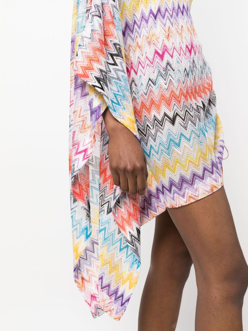 Multicolour Zig-zag Draped Mini Dress