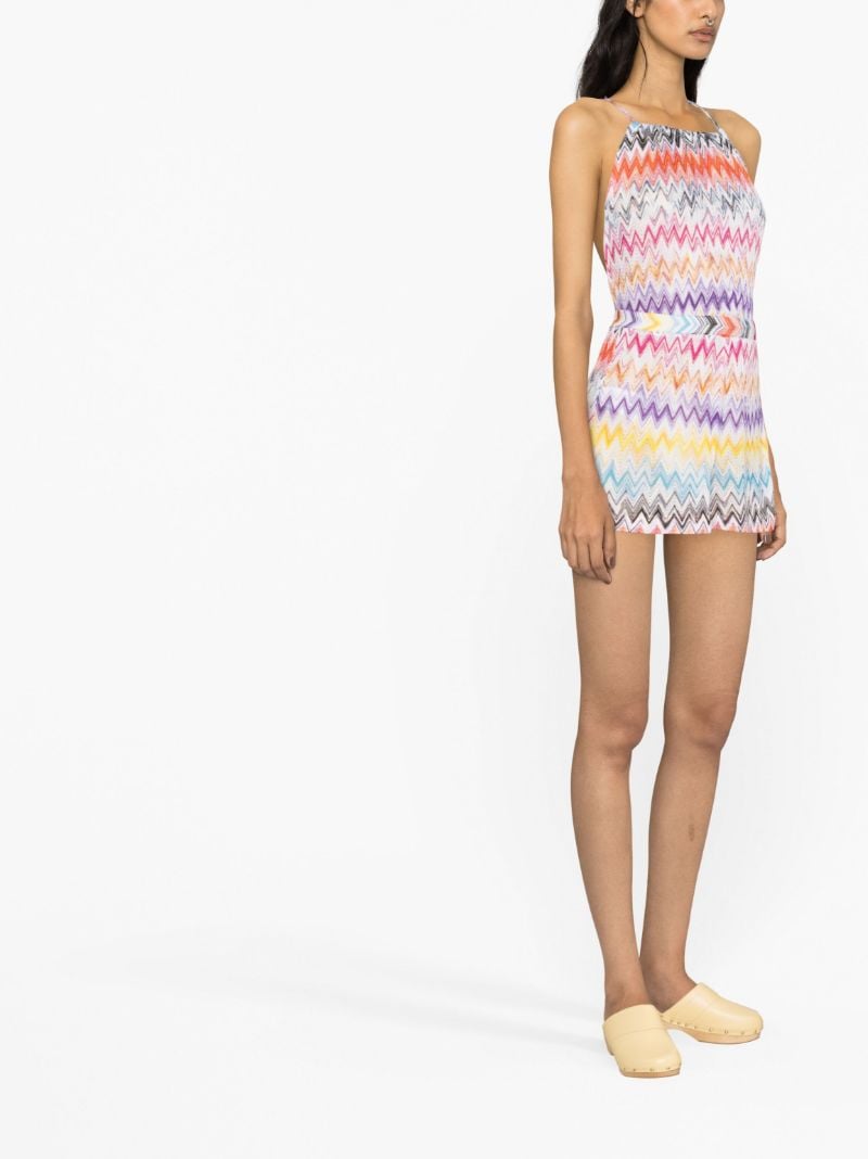 Purple Zig-zag Halterneck Playsuit