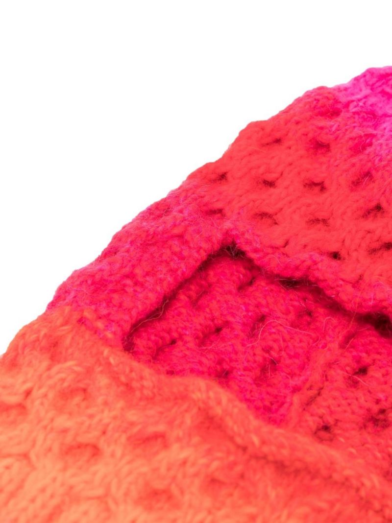 Orange Hayley OmbrÃ_x0083_© Waffle Knit Balaclava