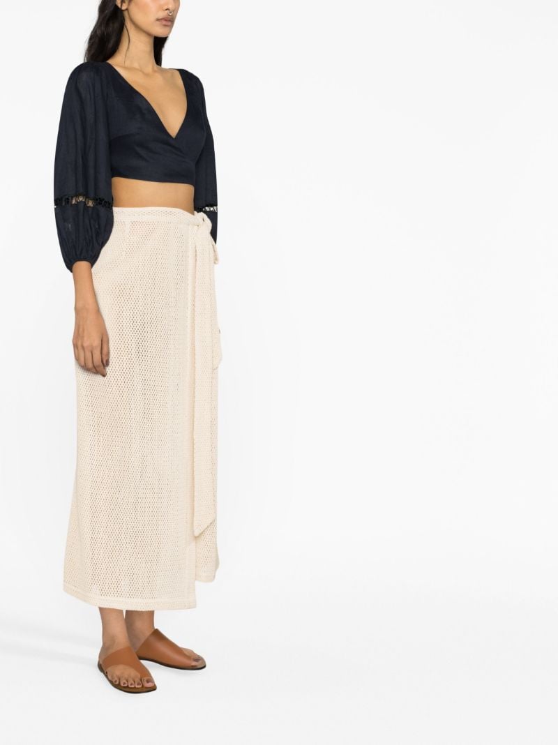 Neutral Fishnet-knit Wrap Skirt