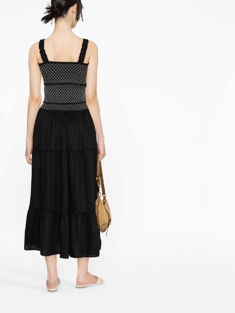 Black Shirred Linen Maxi Dress
