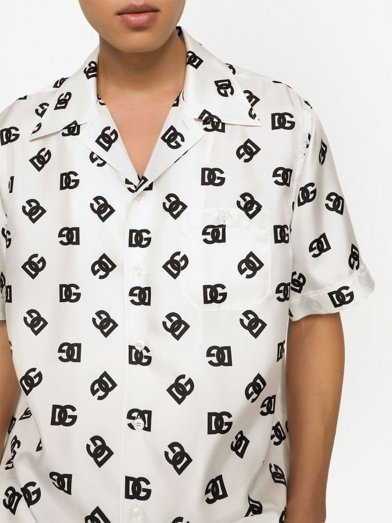 White Dg Logo Silk Shirt