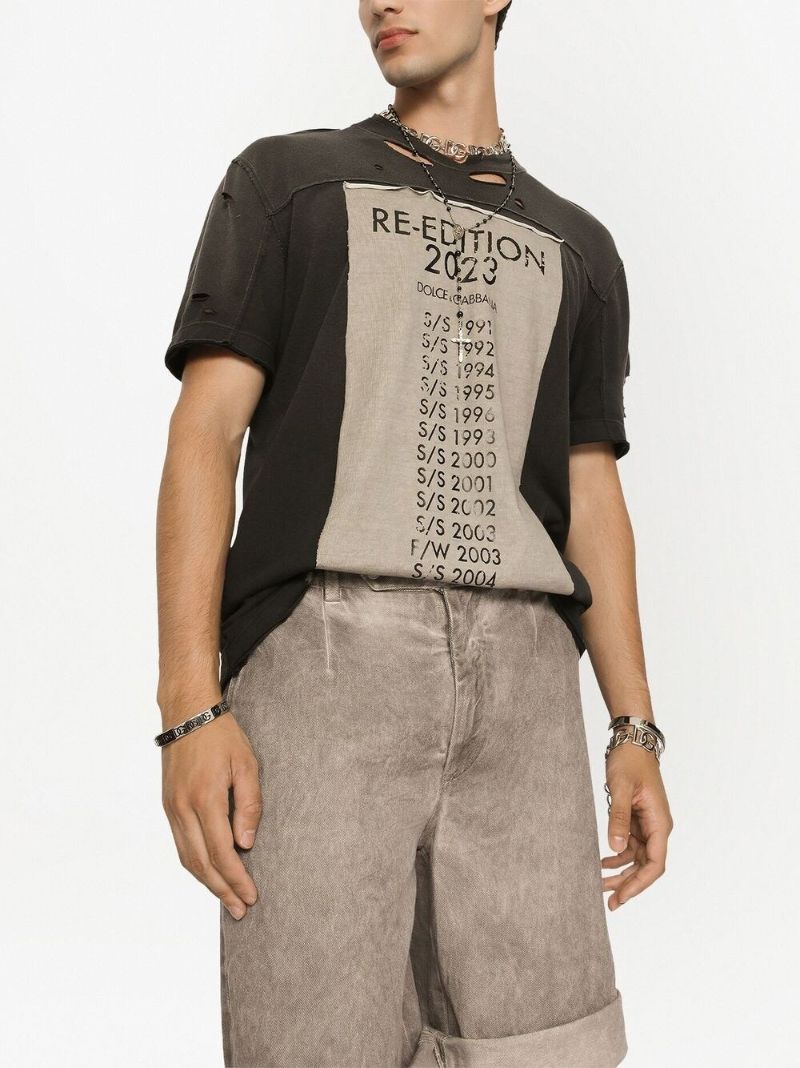 Black Re-edition Print Distressed Cotton T-shirt