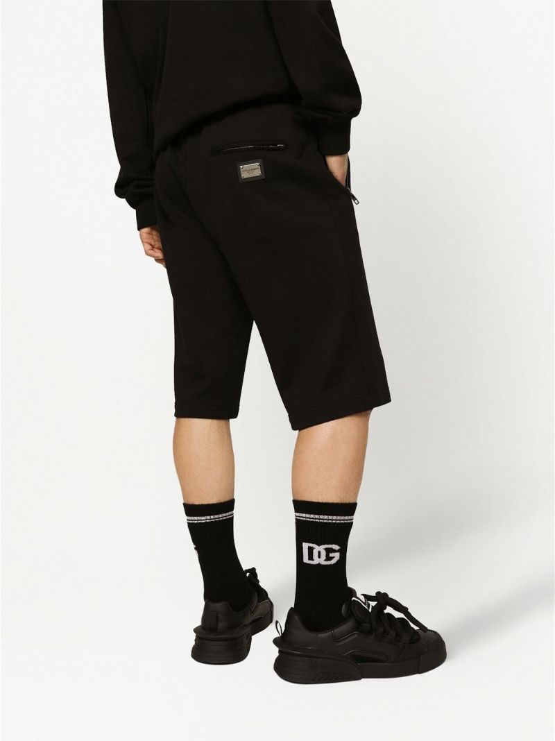 Black Cotton Drawstring Track Shorts
