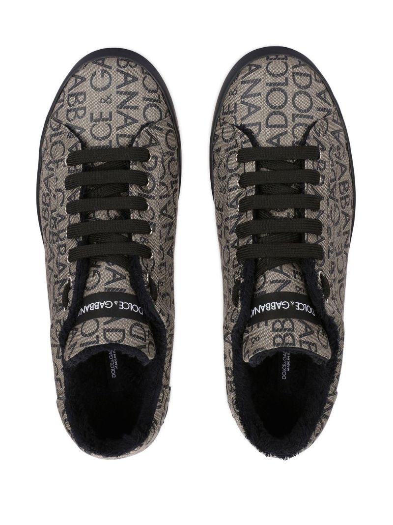 Brown Logo-jacquard Portofino Sneakers