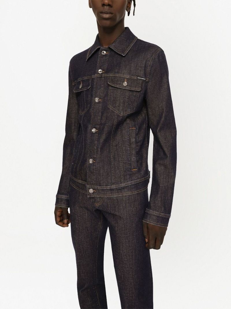 Black Button Fastening Denim Jacket