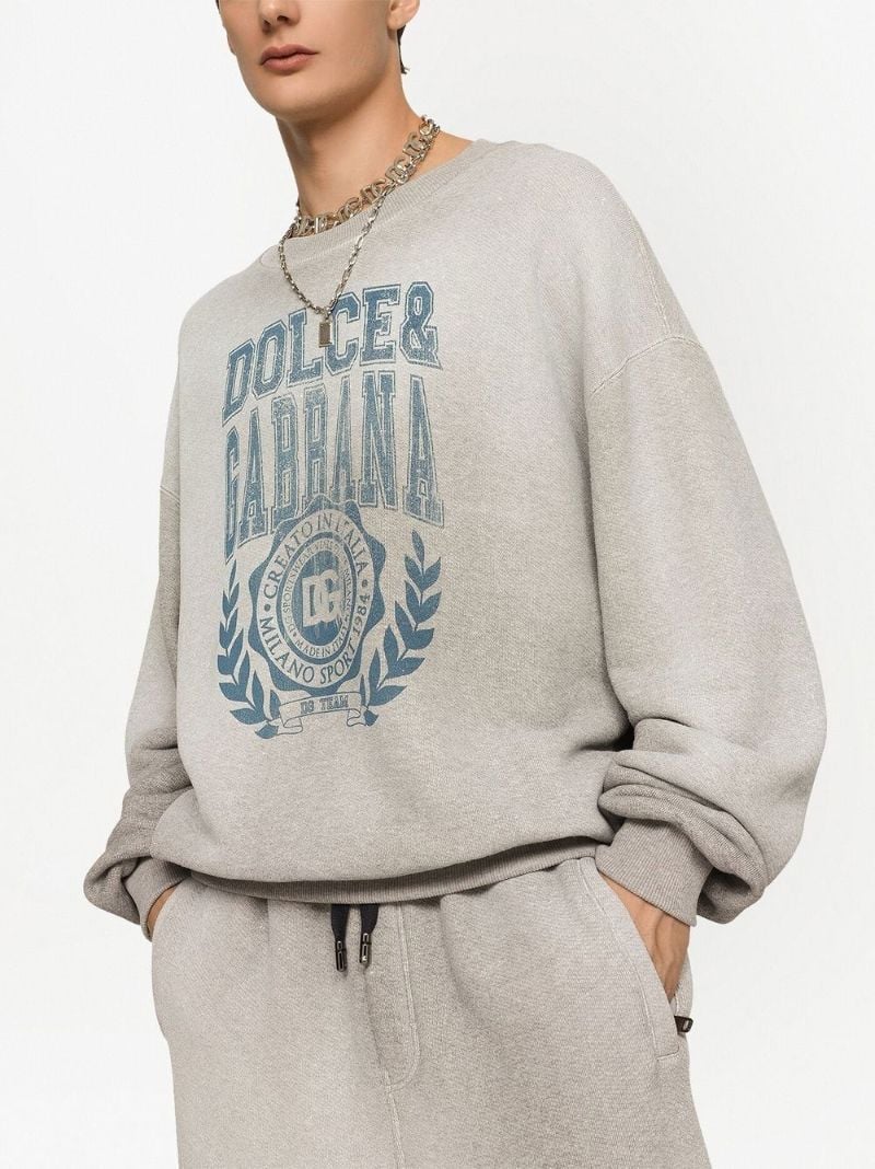 Grey Logo Print Faded Sweatshirt