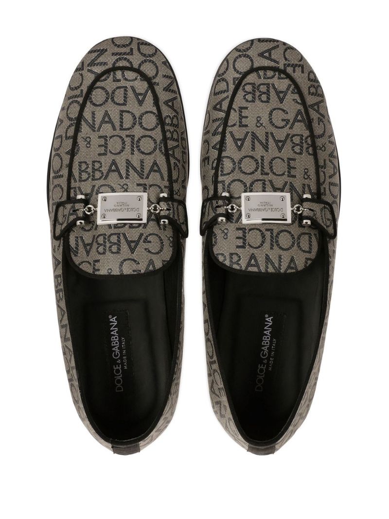 Neutral Logo Print Loafers